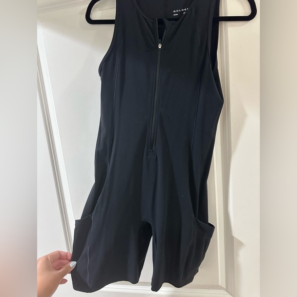 Aritzia Pants - Aritzia Golden Black Sleeveless Romper with Zipper and Pockets